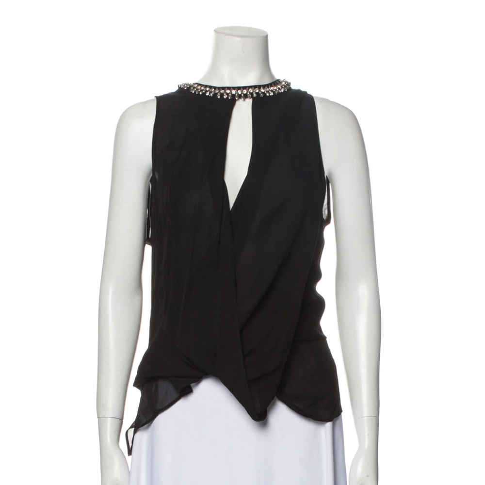 Rebecca Taylor Silk Crew Neck Blouse Rebecca Taylor Silk BlouseBlackCrystal